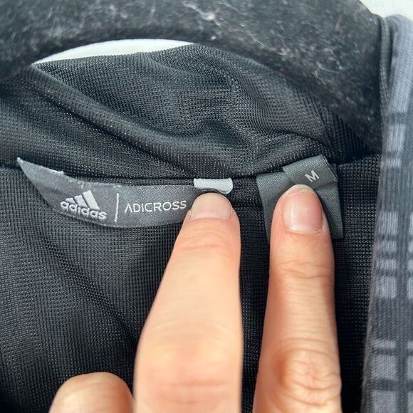 ADIDAS Men's Adicross Black Gray Plaid Sherpa Fleece Hooded Sweatshirt Medium - Picture 6 of 7